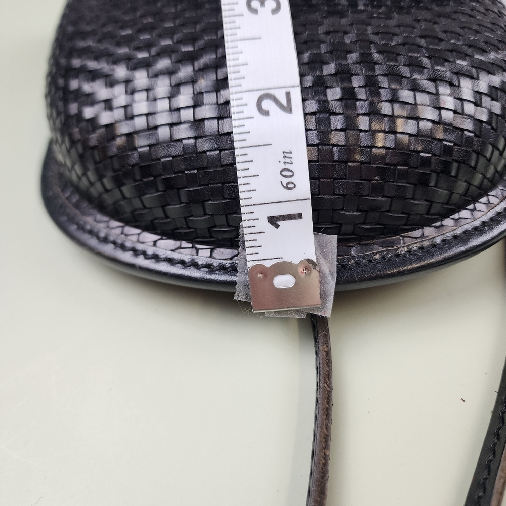 RUFRA Made In Italy Black Woven Small Purse Leather Gold Detail - Picture 14 of 15